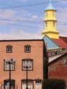Looking up the hill to ChonchiÂ´s colorful, historic church.